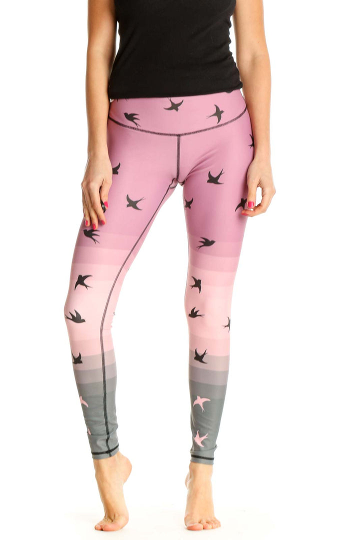 Pink Printed Casual Leggings