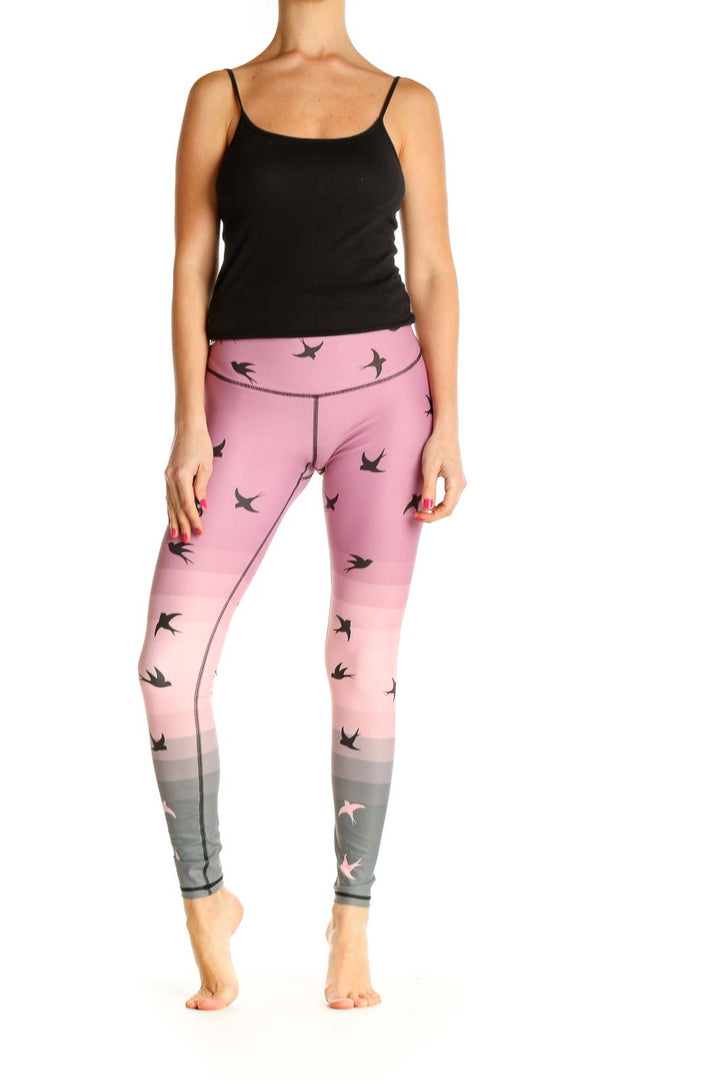 Pink Printed Casual Leggings