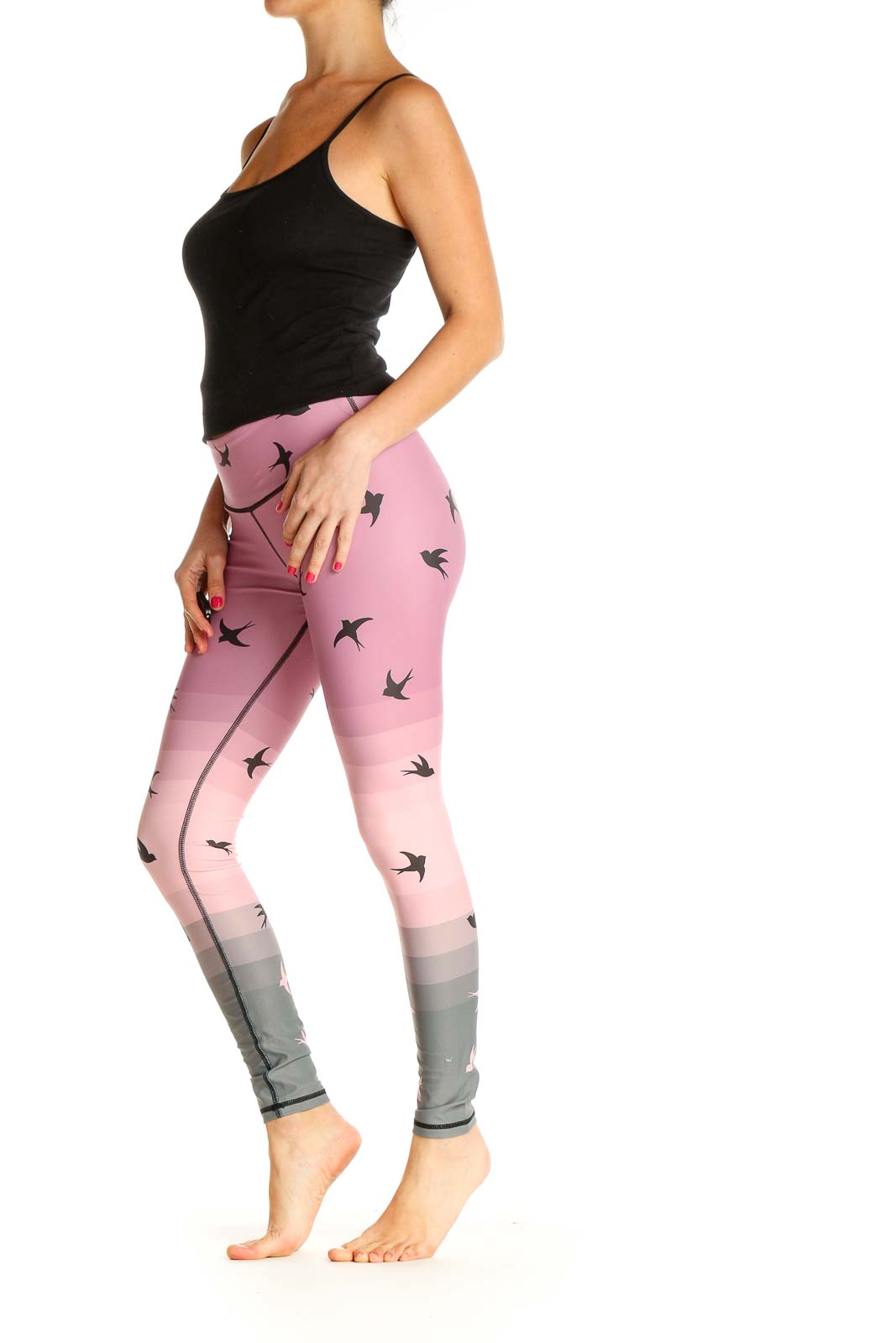 Pink Printed Casual Leggings