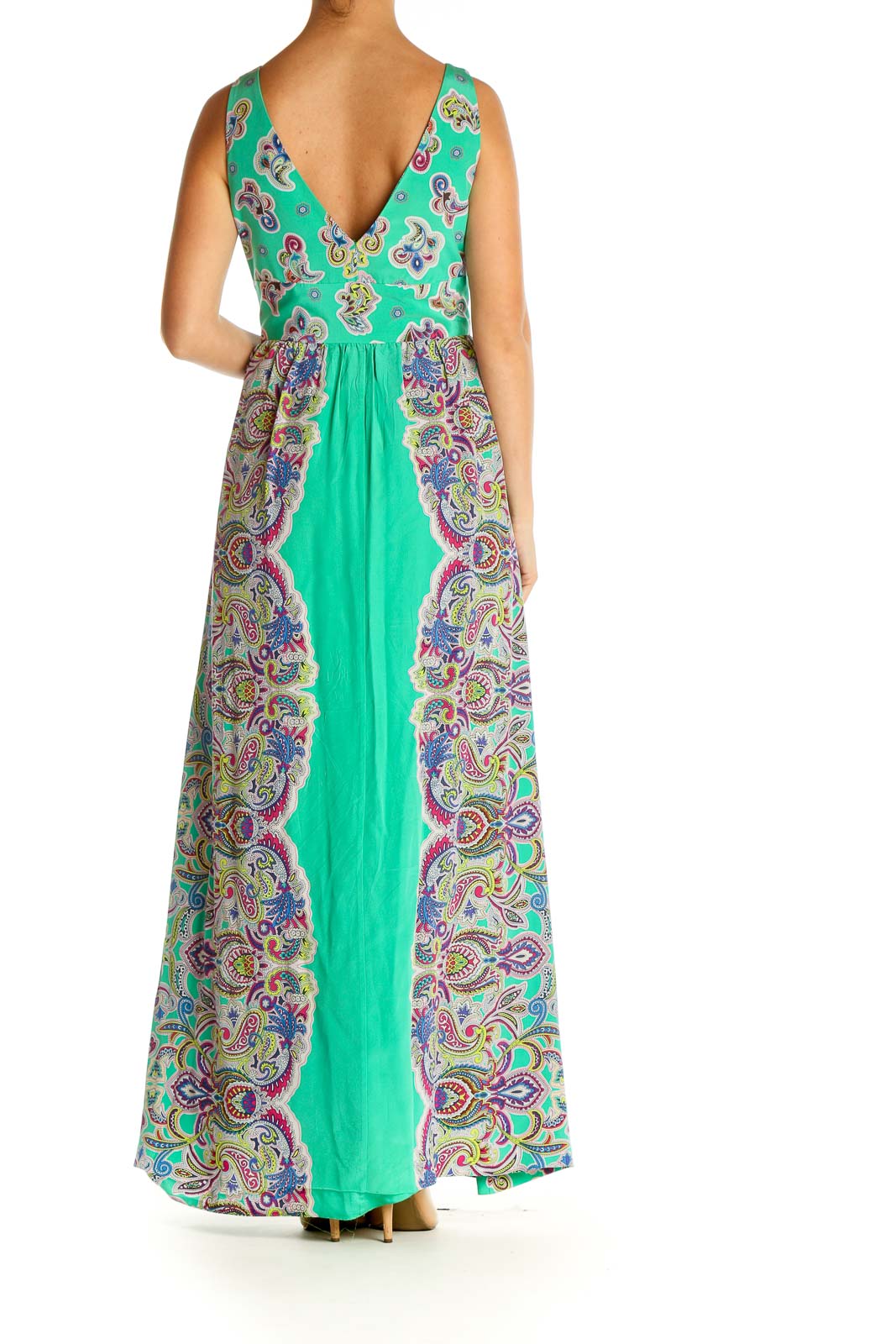 Green Printed Holiday Fit & Flare Dress