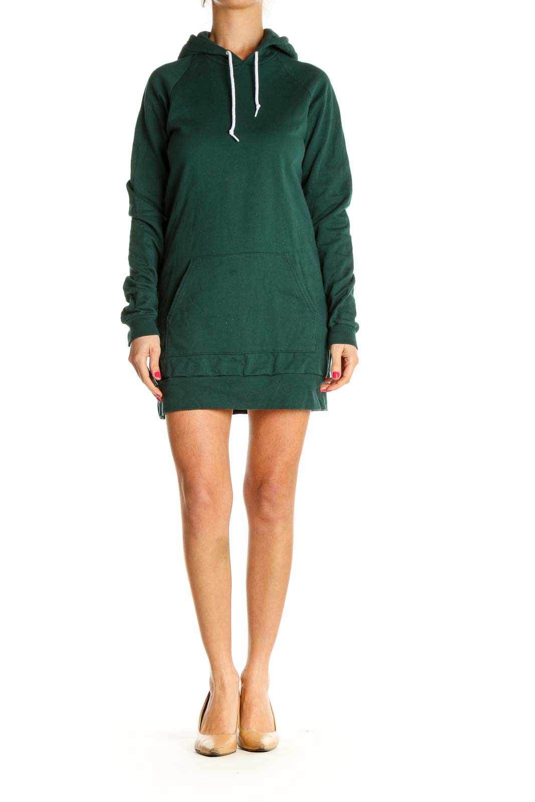 Green Solid Day Sheath Dress