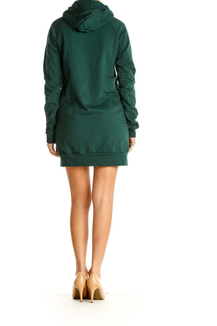 Green Solid Day Sheath Dress