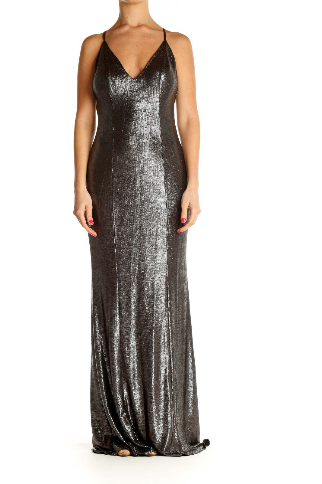 Gray Sequin Cocktail Column Dress