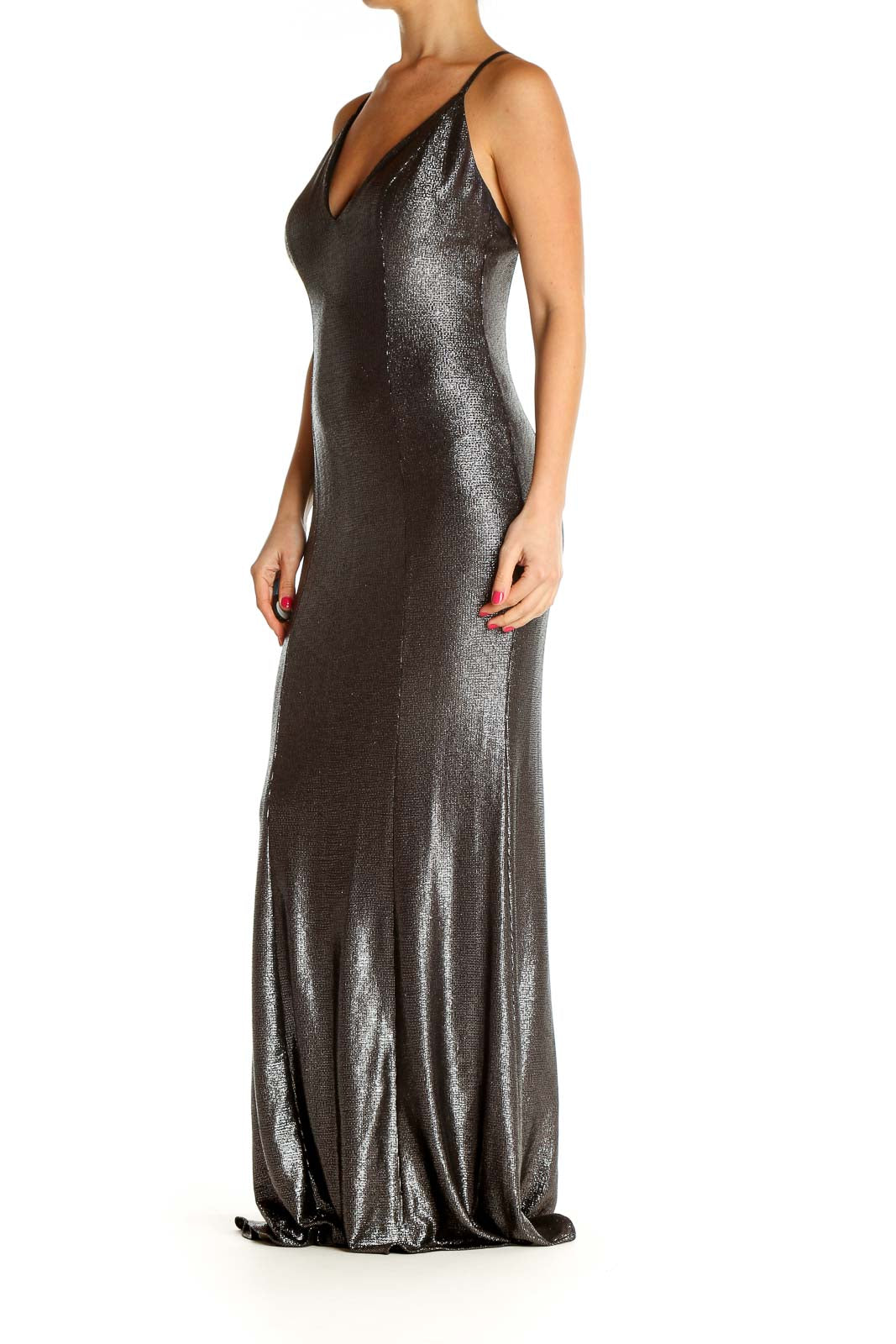 Gray Sequin Cocktail Column Dress