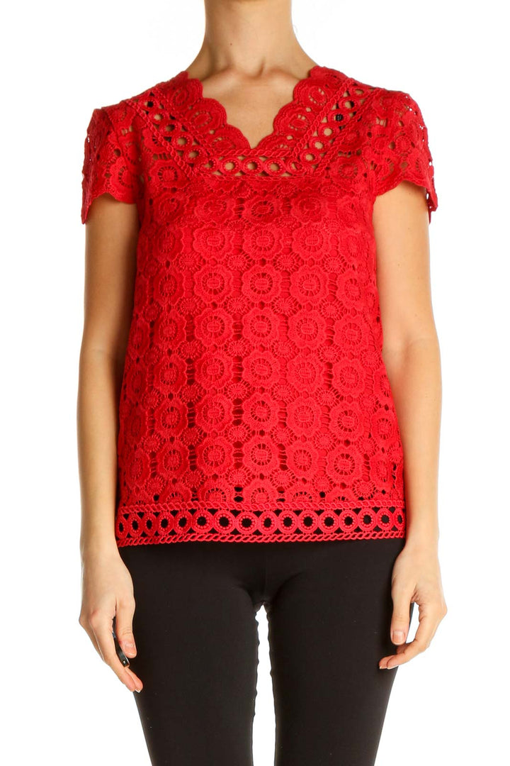 Red Crochet Blouse