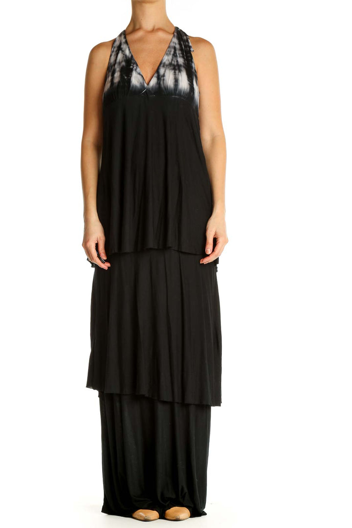 Black Solid Bohemian Column Dress