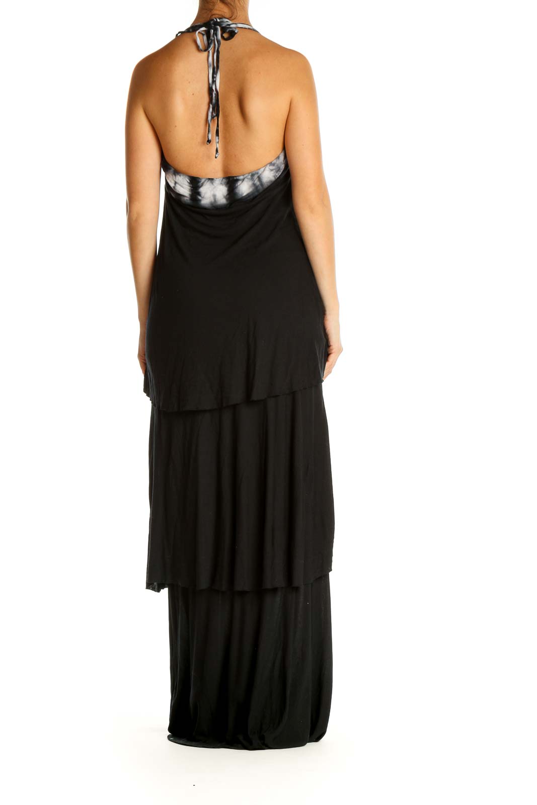 Black Solid Bohemian Column Dress