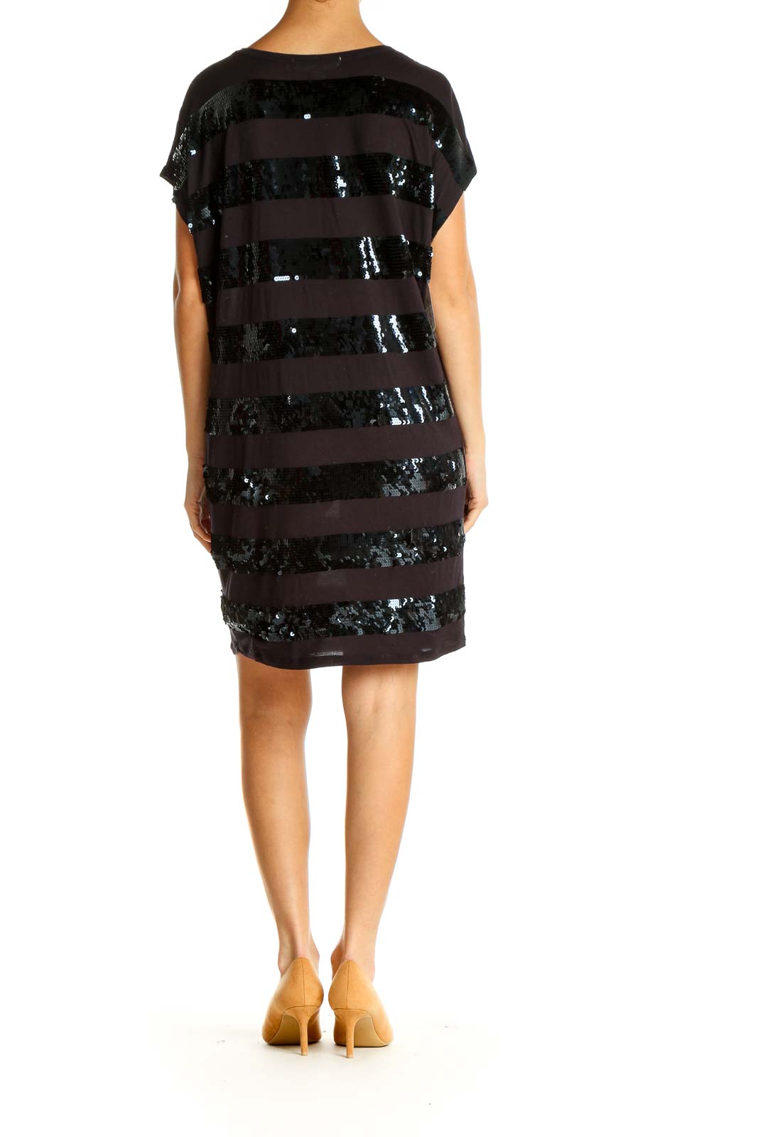 Brown Striped Cocktail Sheath Dress