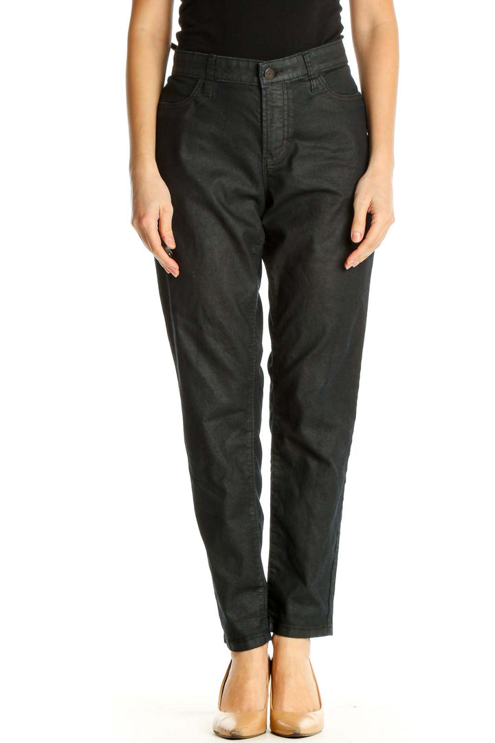 Black Solid Casual Trousers