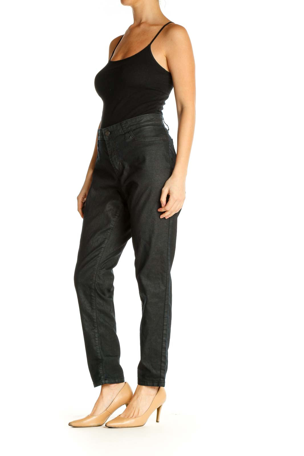 Black Solid Casual Trousers