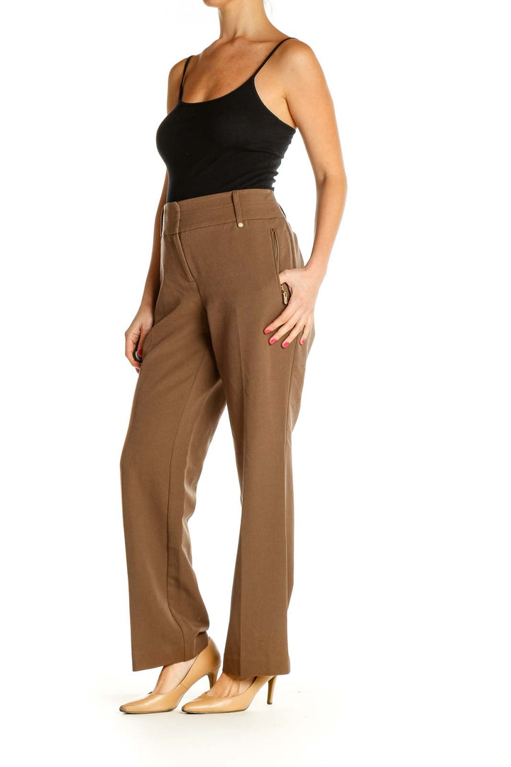 Brown Straight-Leg Trousers