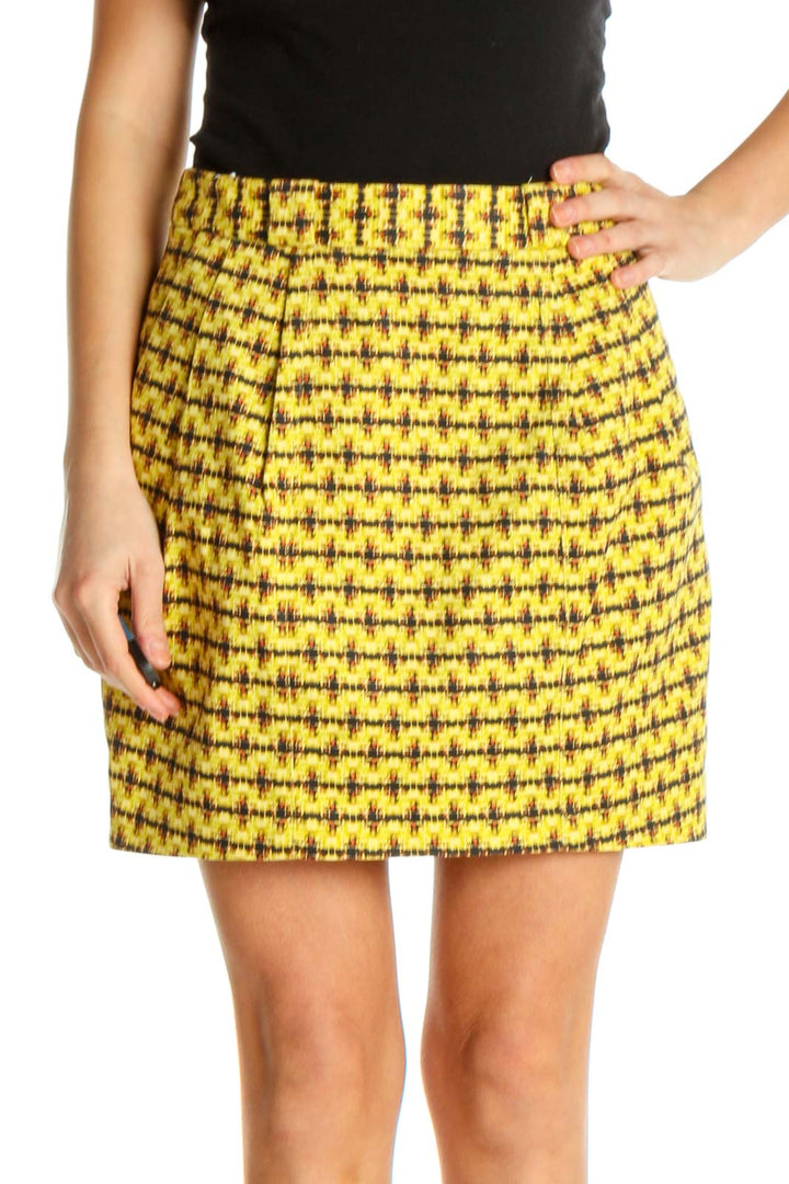 Yellow Printed Chic A-Line Skirt