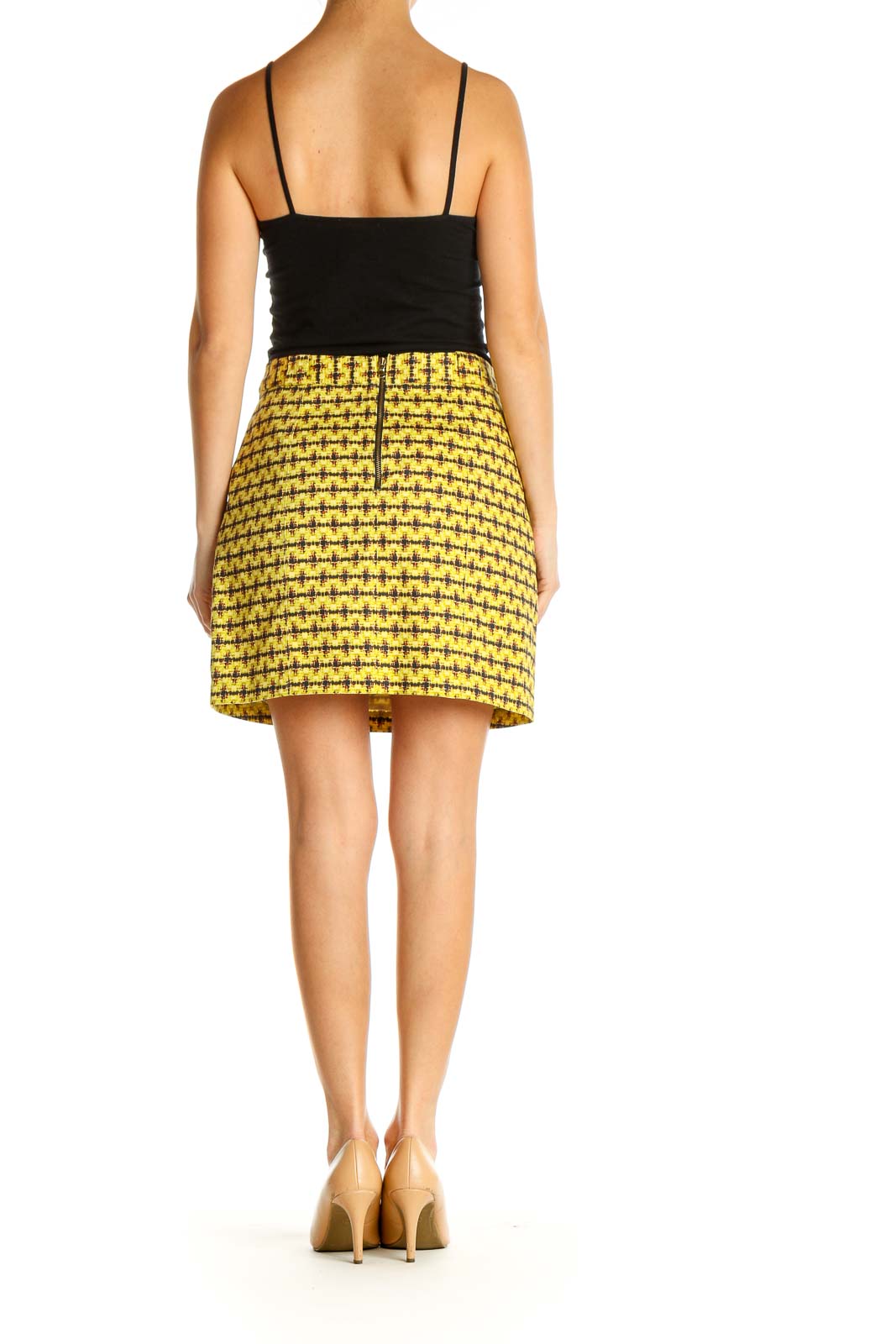 Yellow Printed Chic A-Line Skirt