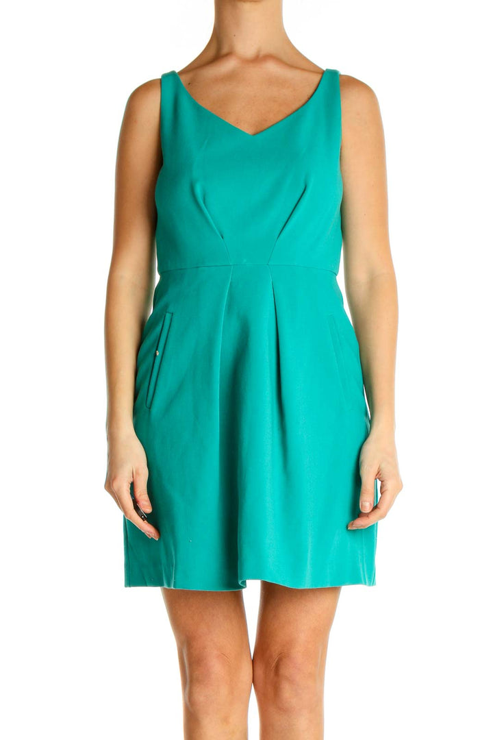 Green Solid Day Fit & Flare Dress