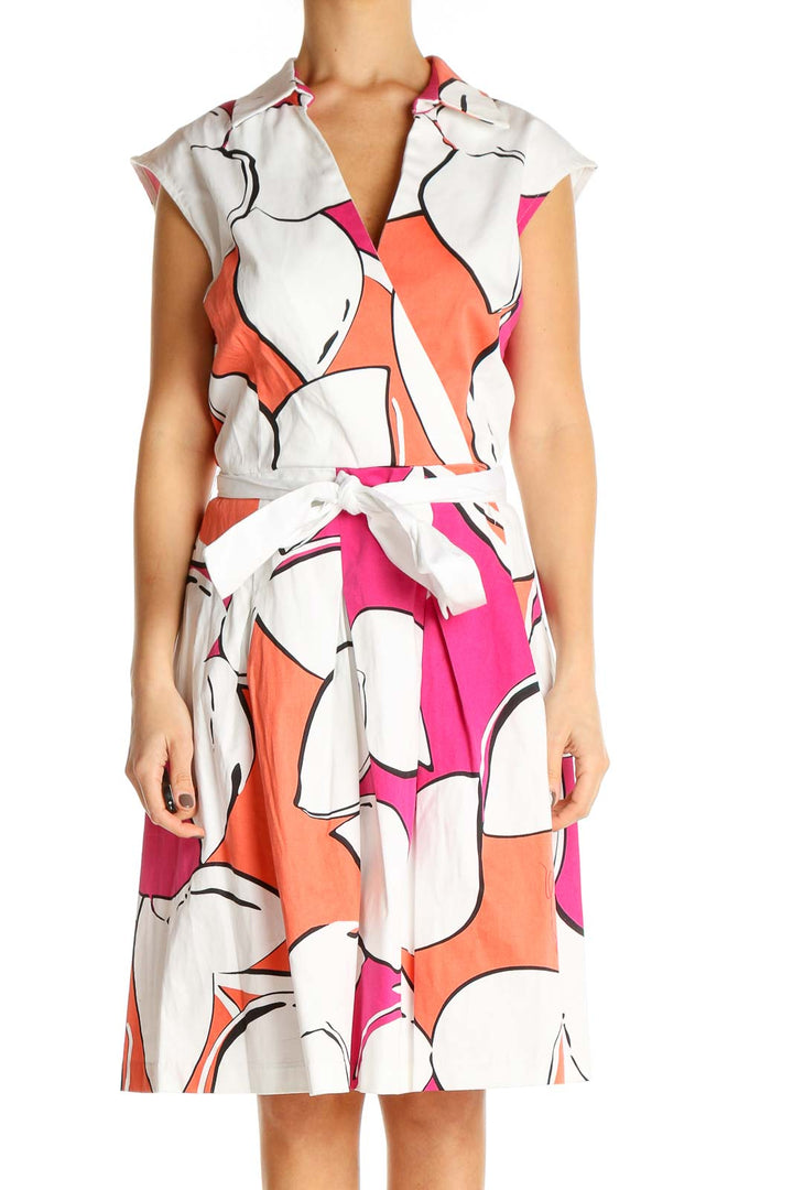 White Floral Print Sheath Dress