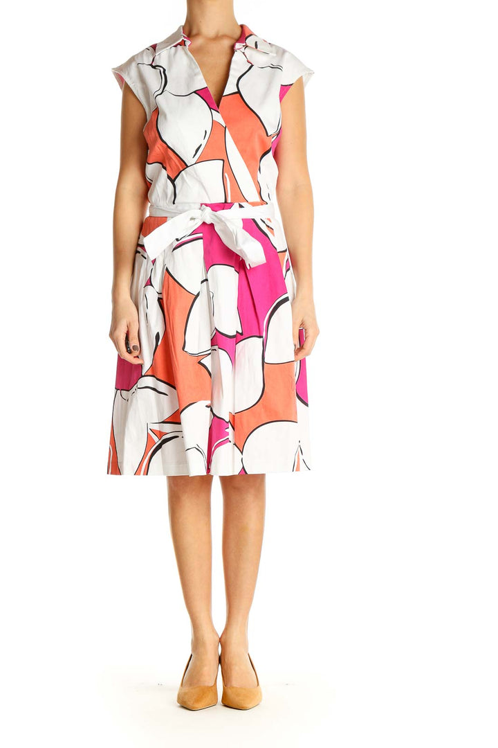 White Floral Print Sheath Dress