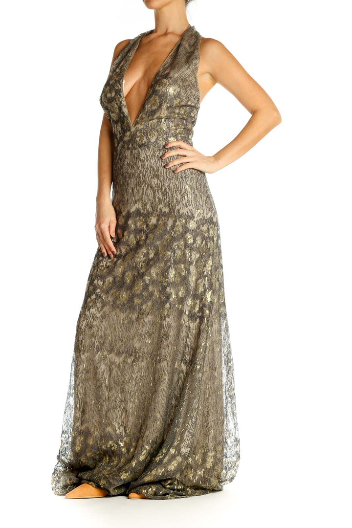 Brown Sequin Cocktail Column Dress