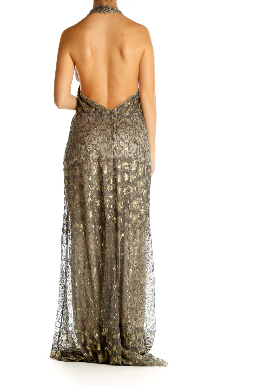 Brown Sequin Cocktail Column Dress