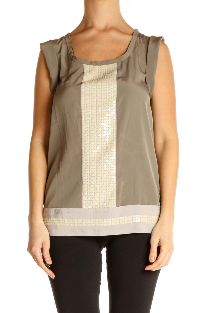 Brown Solid All Day Wear Tank Top