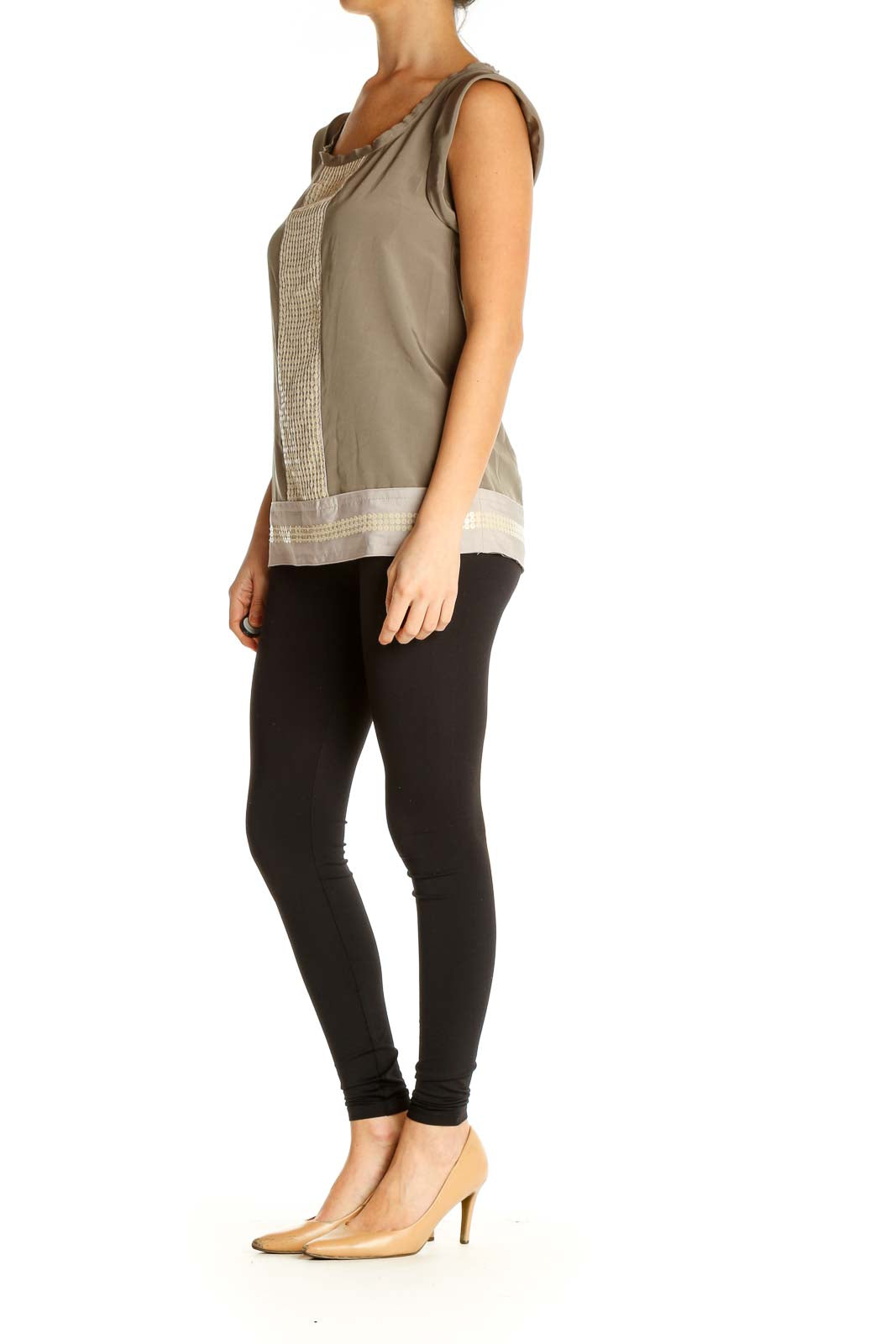 Brown Solid All Day Wear Tank Top