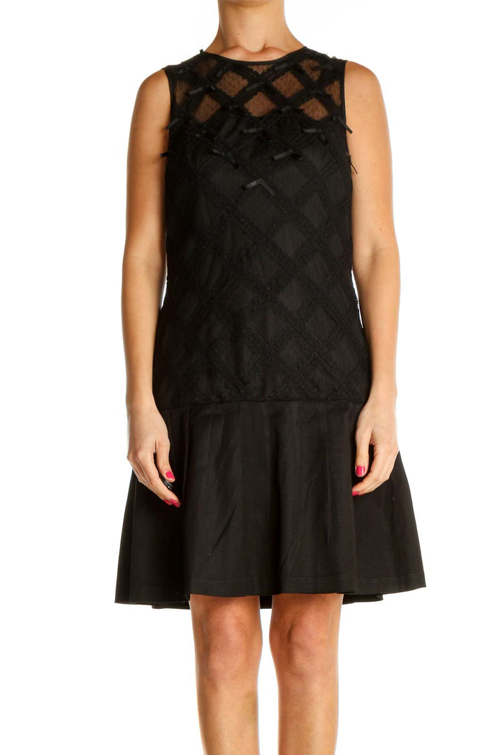 Black Textured Punk Fit & Flare Dress