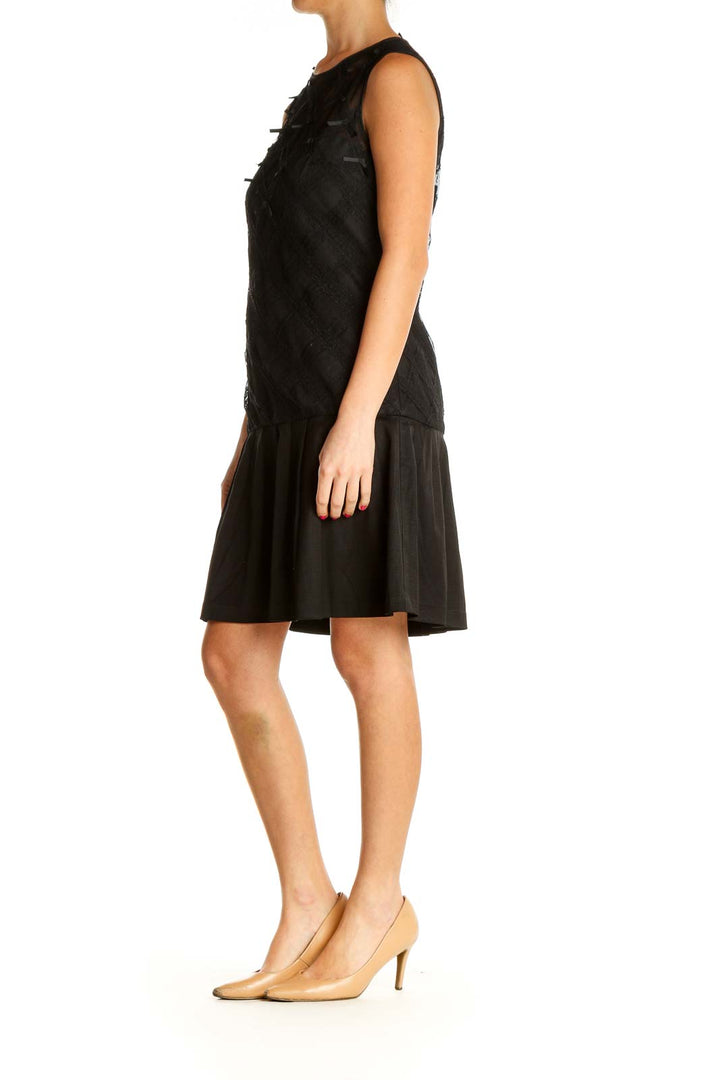 Black Textured Punk Fit & Flare Dress