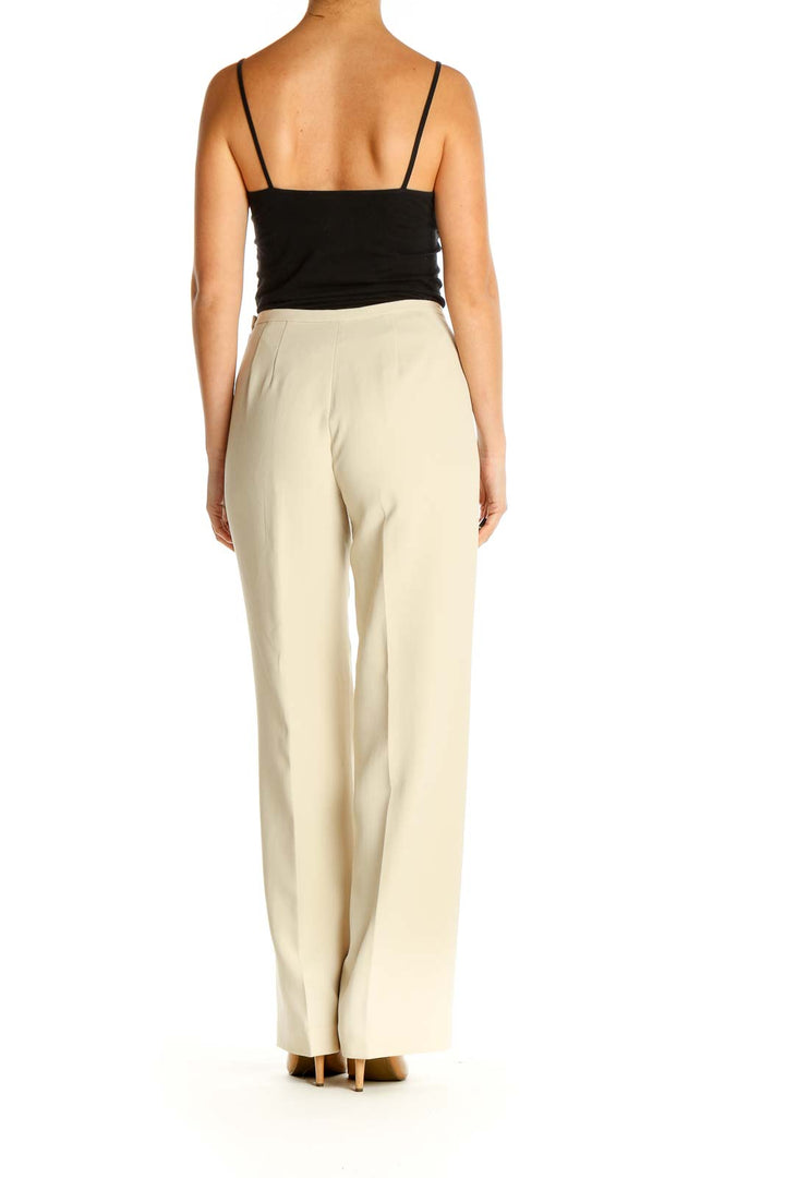 Beige Solid Classic Trousers