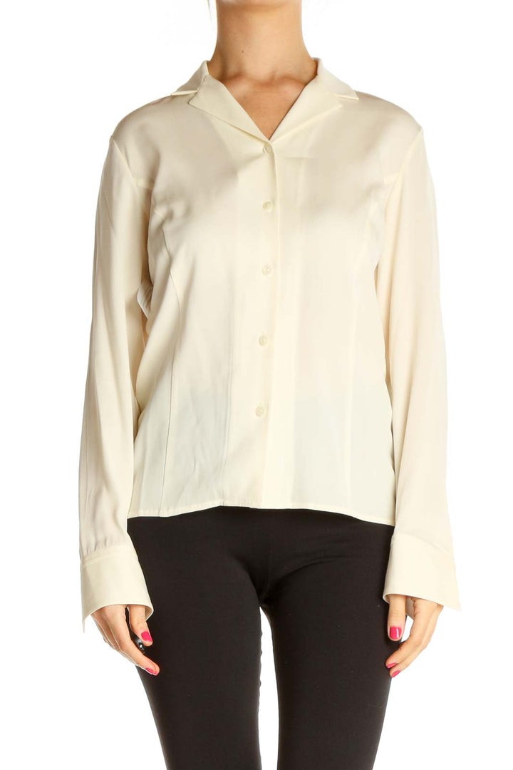 Beige Solid Formal Shirt