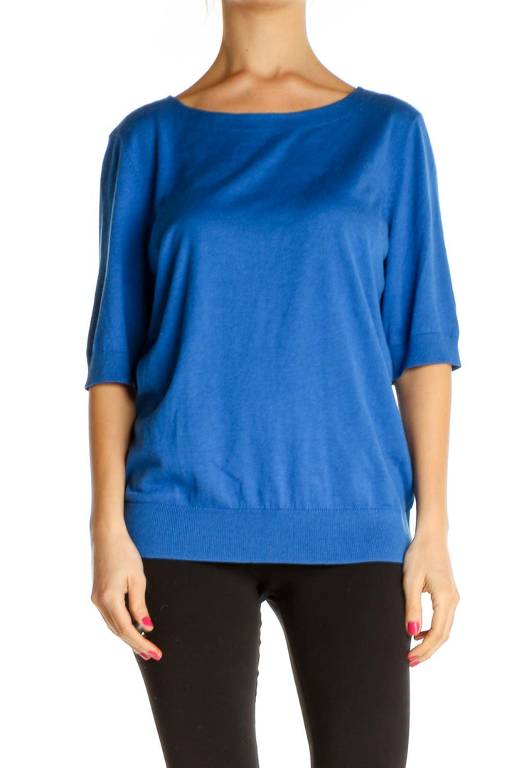 Blue Solid All Day Wear Sweater