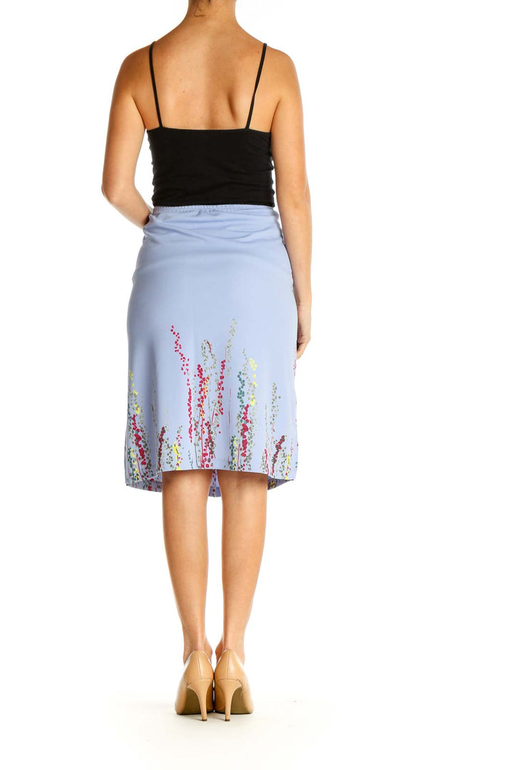 Blue Textured Chic A-Line Skirt