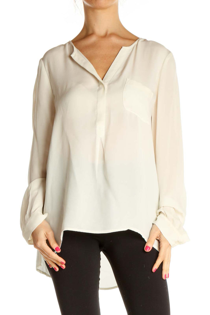 Beige Solid Chic Blouse