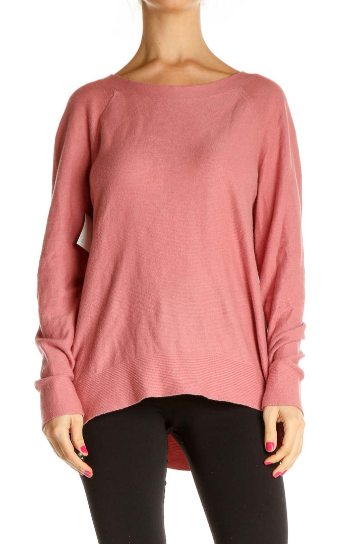 Pink Solid Classic Sweater