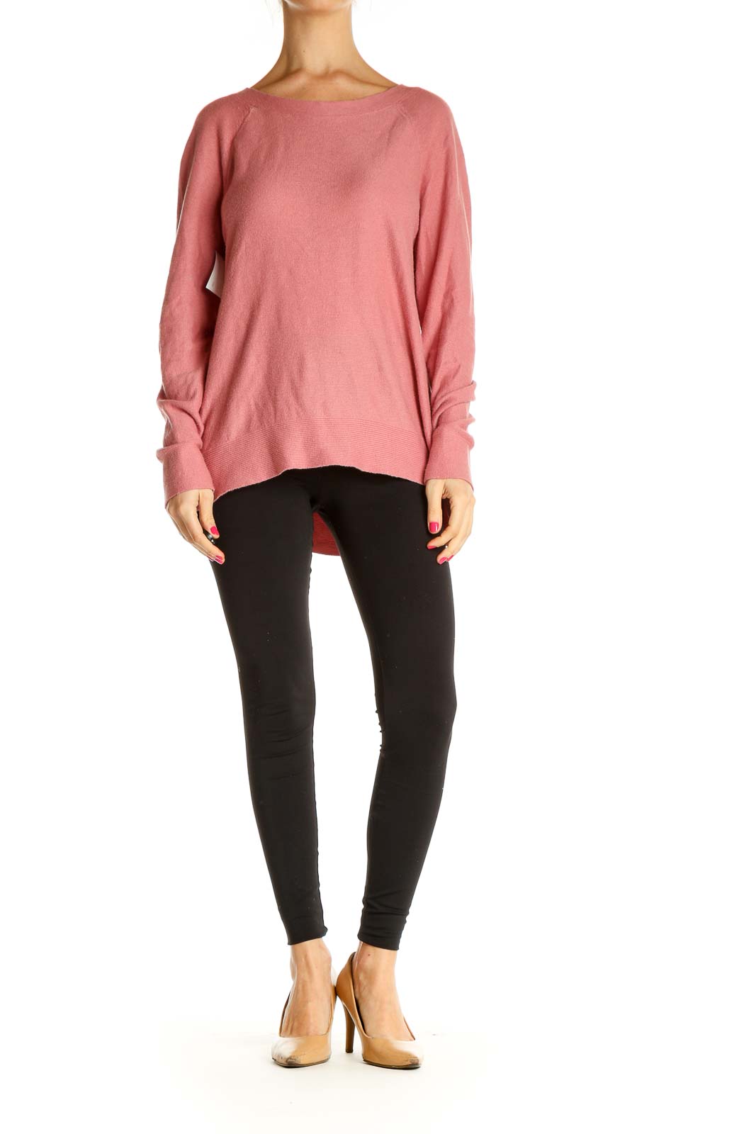 Pink Solid Classic Sweater