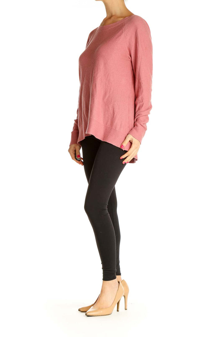 Pink Solid Classic Sweater