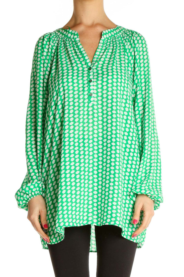 Green Polka Dot Retro Blouse