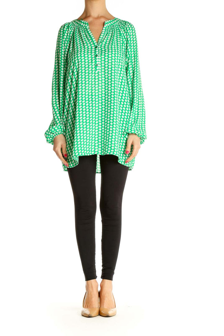 Green Polka Dot Retro Blouse