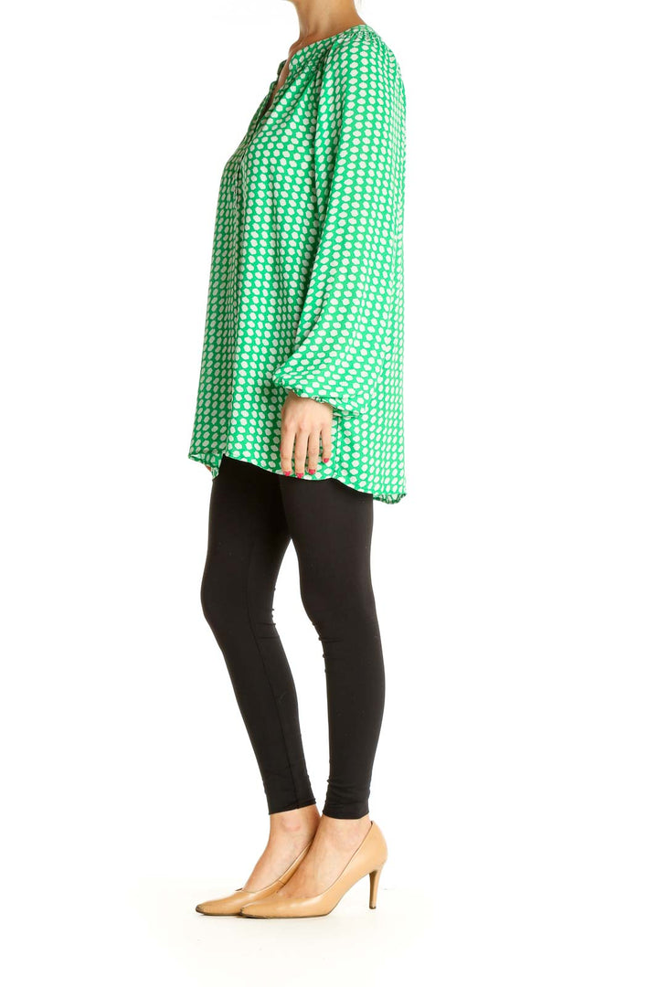 Green Polka Dot Retro Blouse