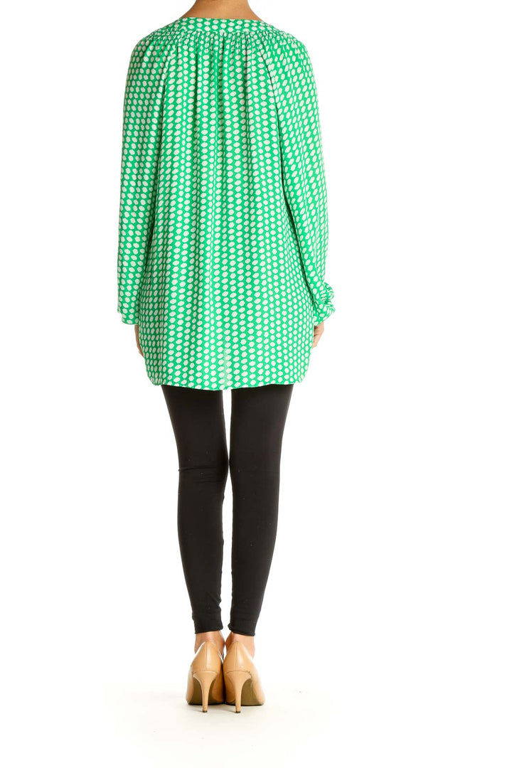 Green Polka Dot Retro Blouse