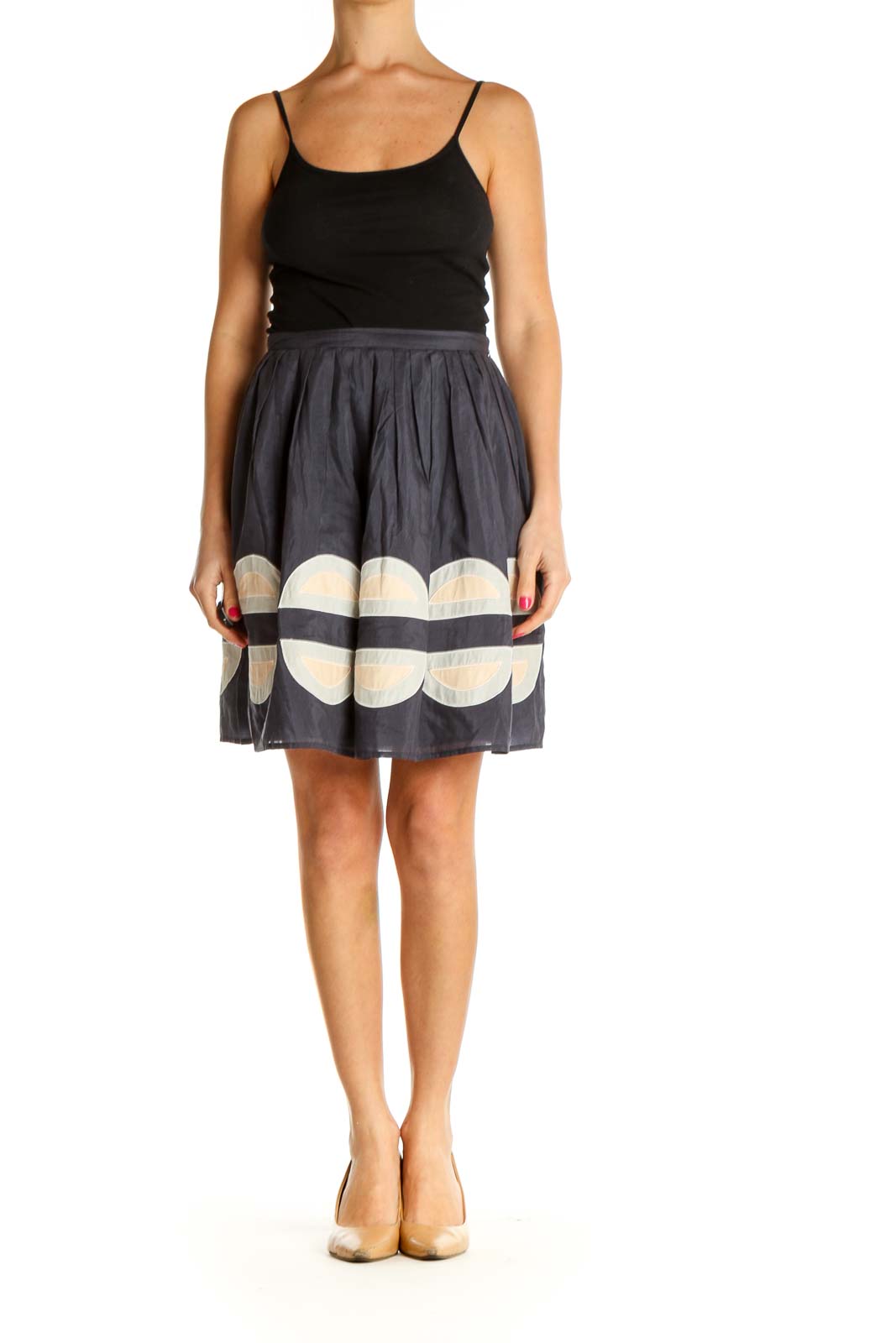 Black Textured Chic A-Line Skirt