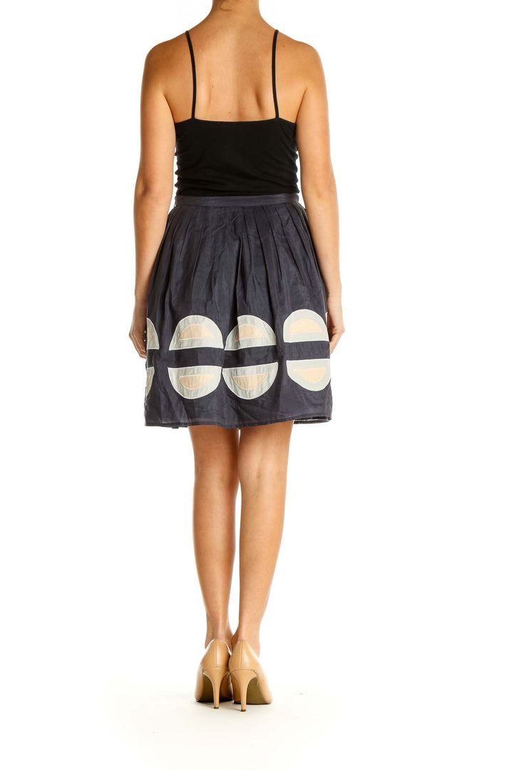 Black Textured Chic A-Line Skirt