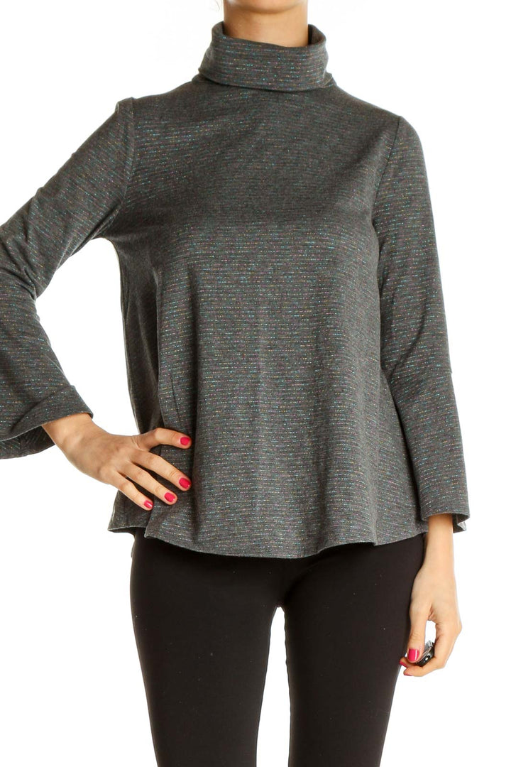 Gray Textured All Day Wear Sweater