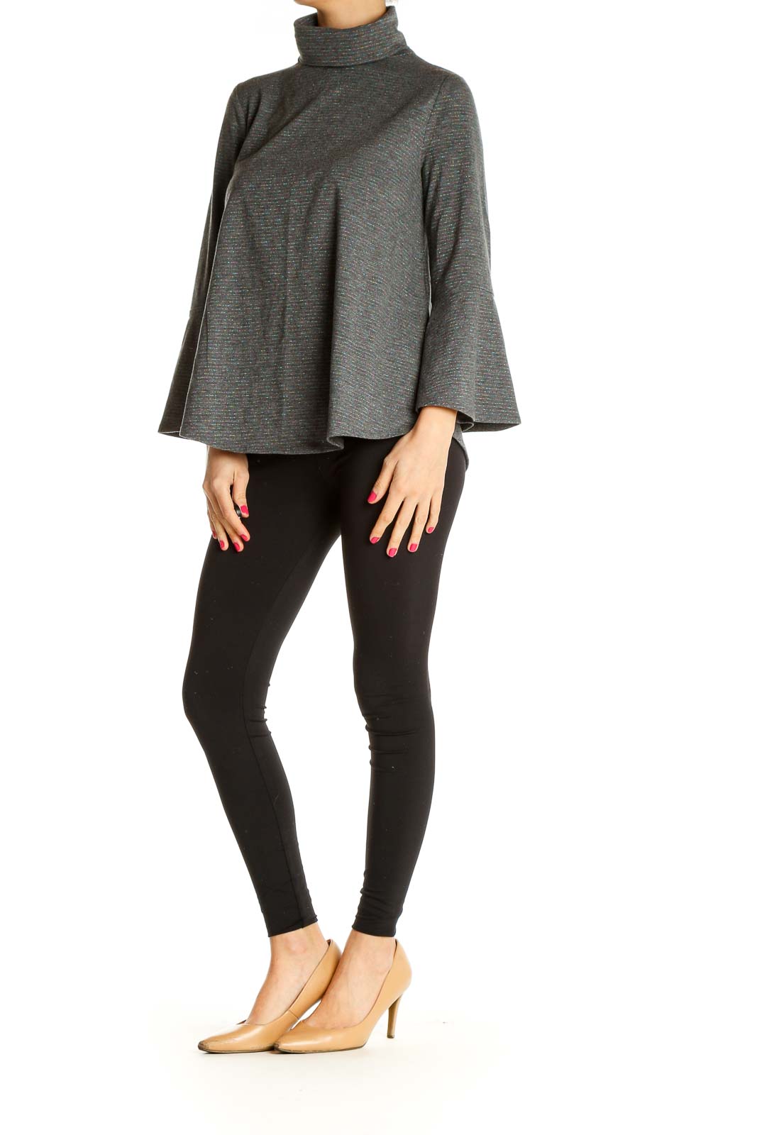 Gray Textured All Day Wear Sweater