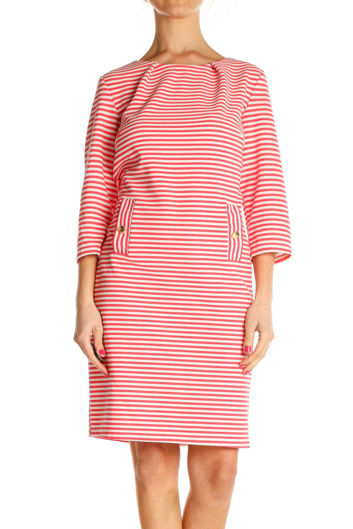 Pink Striped Day Sheath Dress