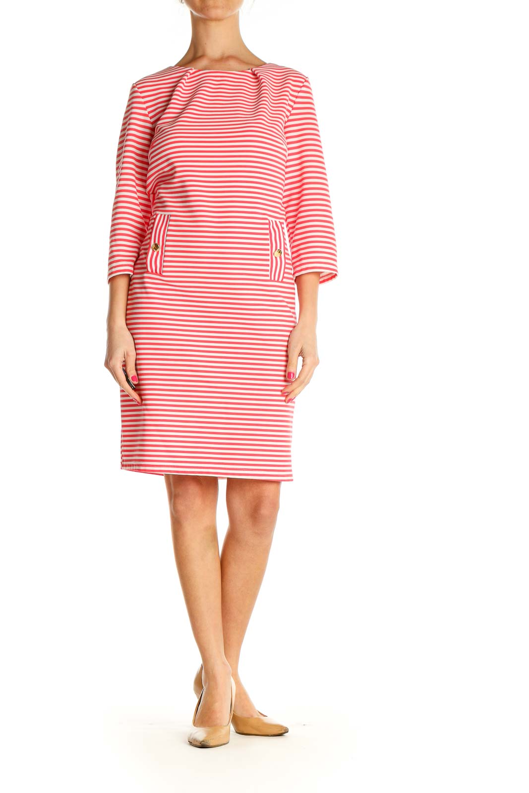 Pink Striped Day Sheath Dress