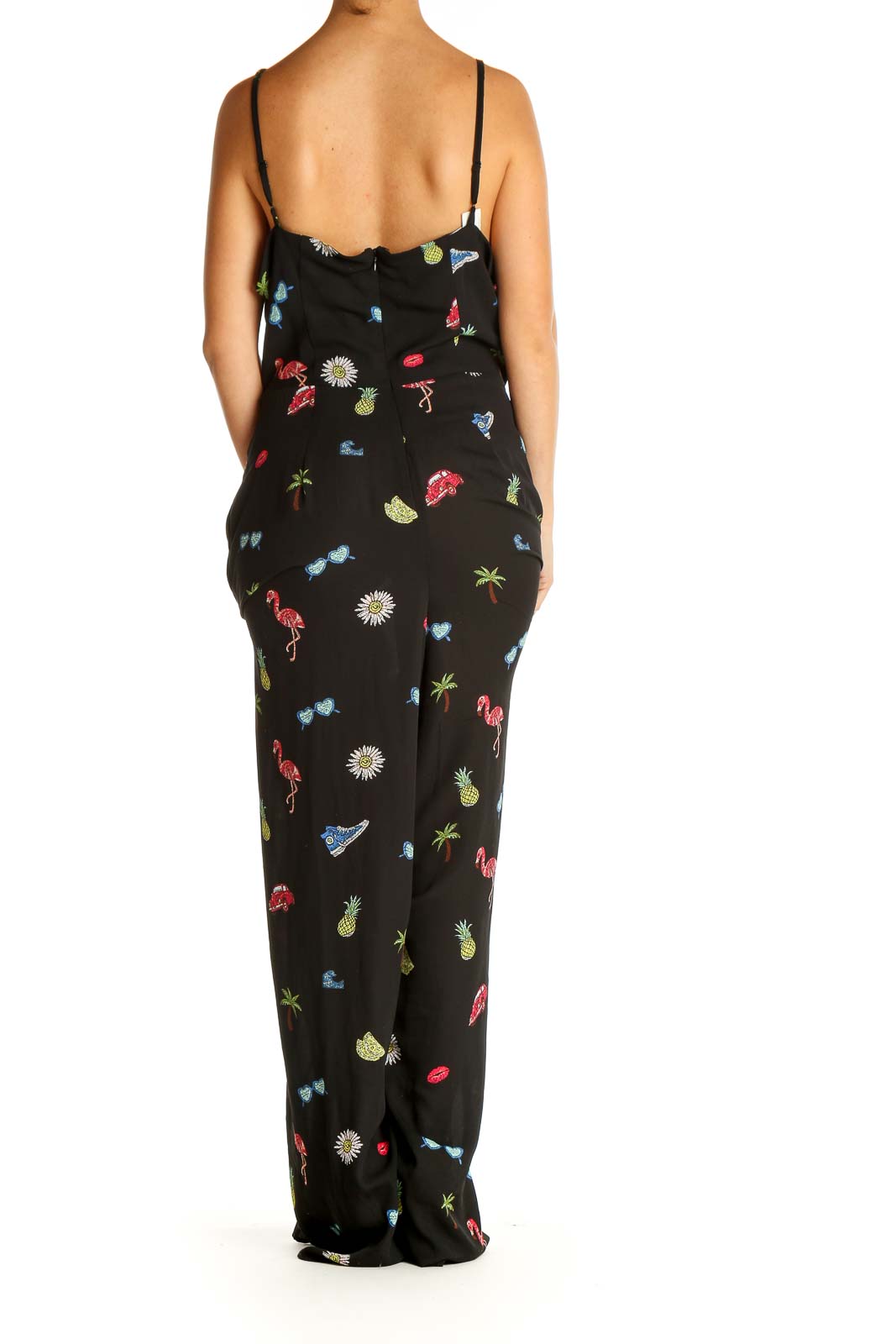 Black Object Print Jumpsuit