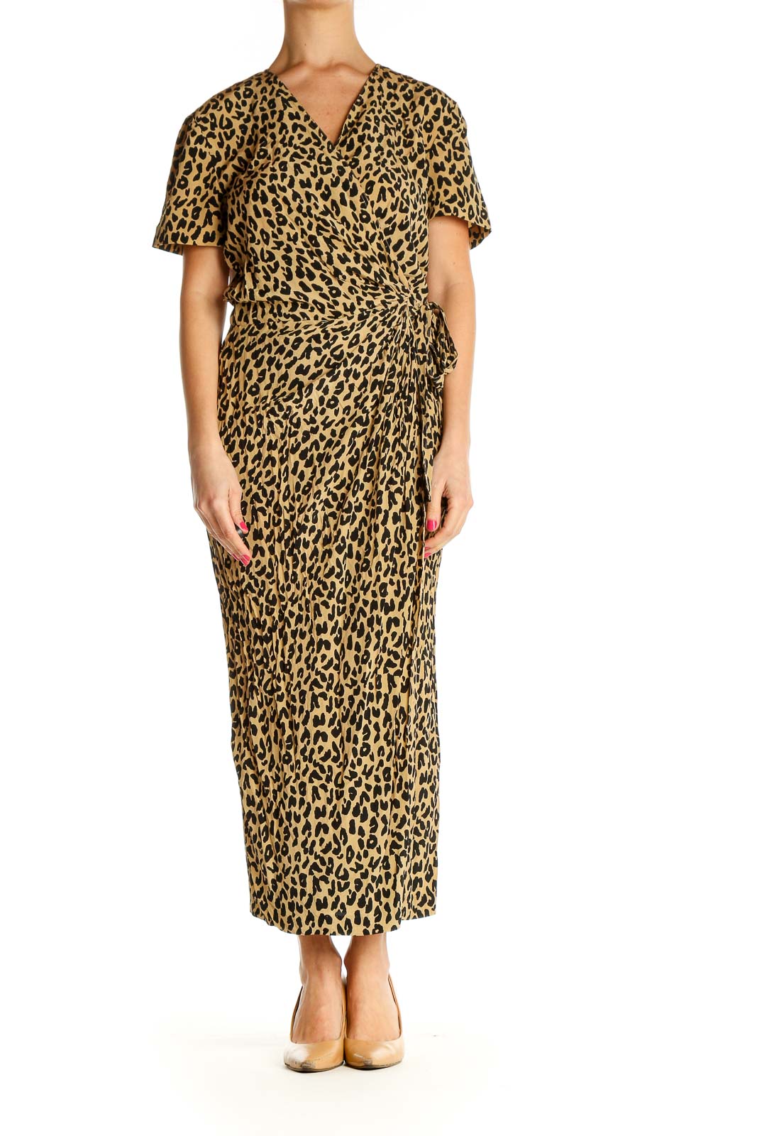 Brown Animal Print Bohemian Column Dress