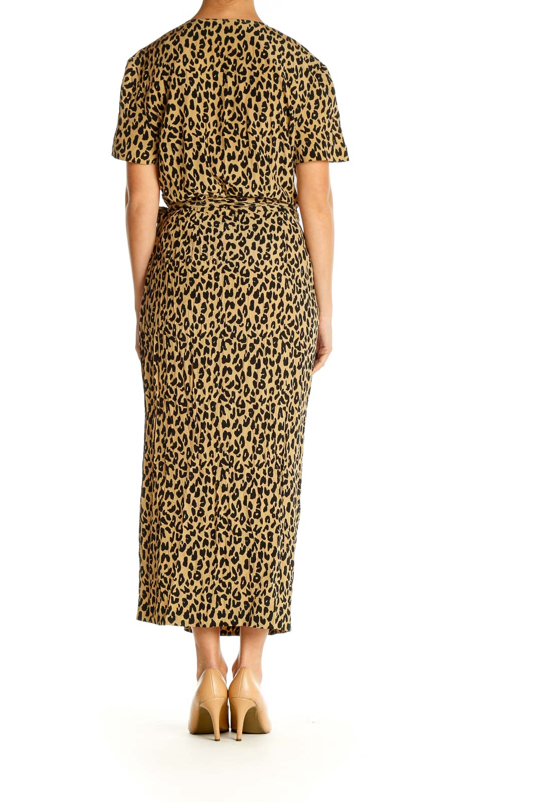 Brown Animal Print Bohemian Column Dress