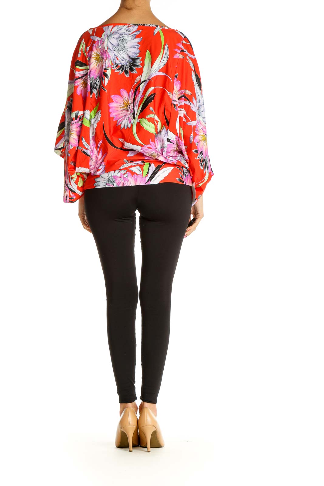 Red Tropical Print Bohemian Blouse