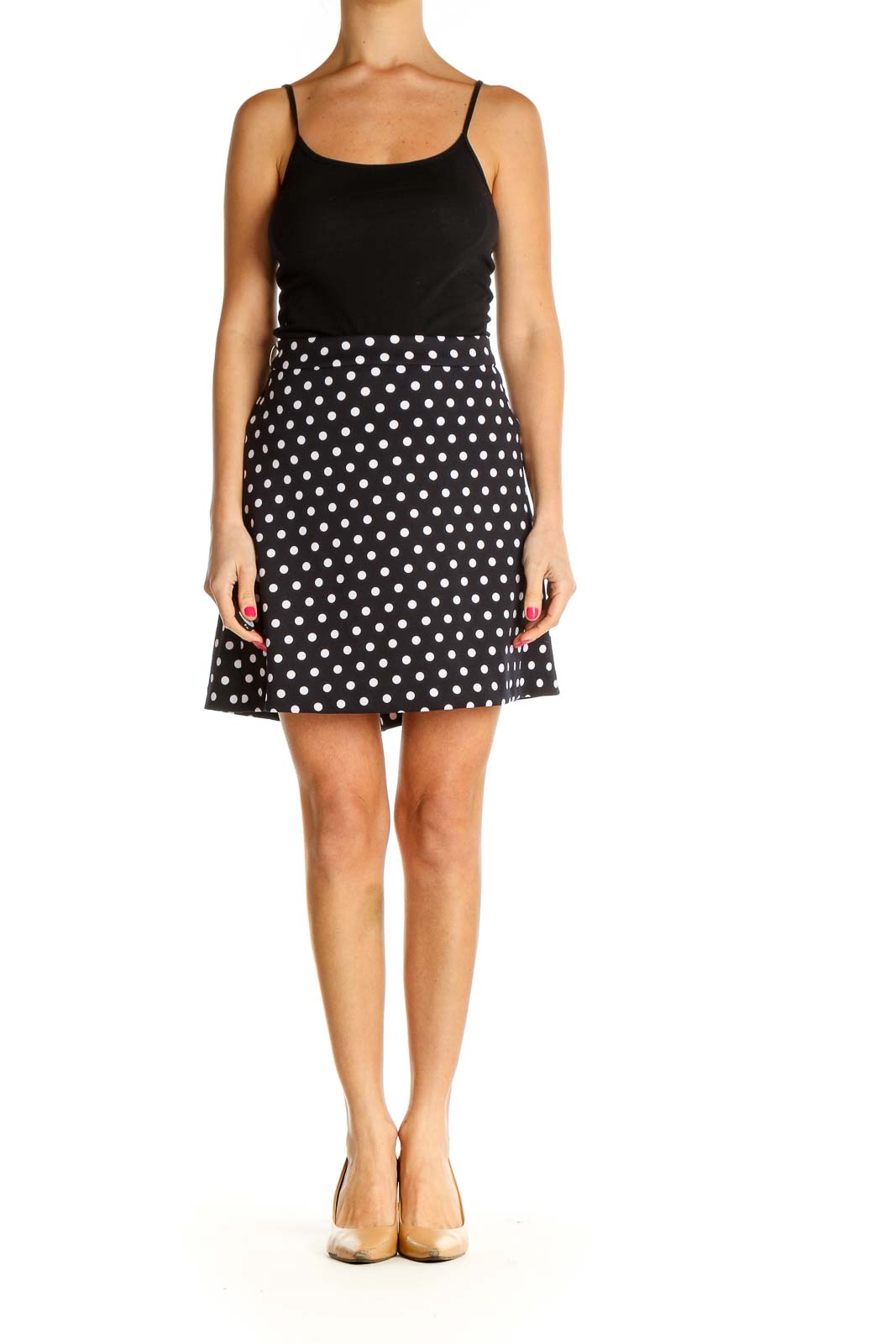 Blue Polka Dot Retro A-Line Skirt