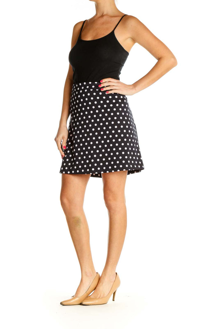 Blue Polka Dot Retro A-Line Skirt